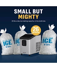 Newair 26 lbs. Mini Ice Maker Countertop, Portable Ice Machine in Stainless Steel