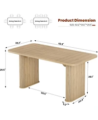gaomon Dining Table for 6-8 People, 62in Wide Modern Long Kitchen Table with Large Tabletop and Heavy Duty Pedestal, Rectangular Conference