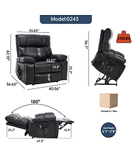 Maison Boucle Oversized Power Lift Recliner Chair for Elderly, Faux Leather Dual Motor Infinite Position with Massage, Heat, Remote & Cup Holders