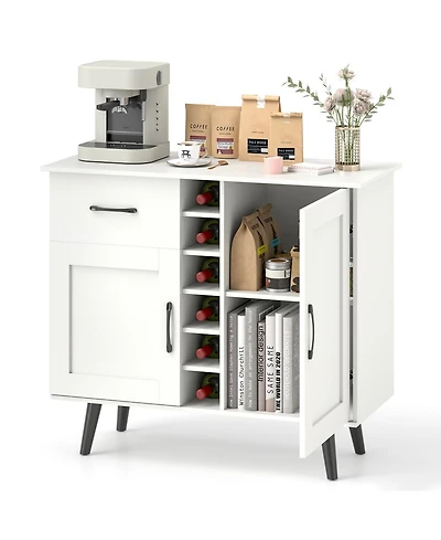 Sugift Modern Wine Bar Buffet Cabinet with Built In Wine Rack