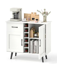 Sugift Modern Wine Bar Buffet Cabinet with Built In Wine Rack