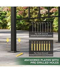 Sugift Hardtop Grill Gazebo with Vented Polycarbonate Roof and Shelves