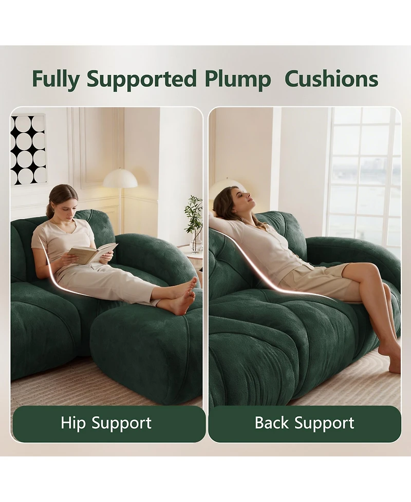 Rainsken Modern 2-Seat Tufted Velvet Sofa, 80 Inch Modular Sectional Loveseat Featuring High-Density Sponge and Anti-Slip Design for Living Room