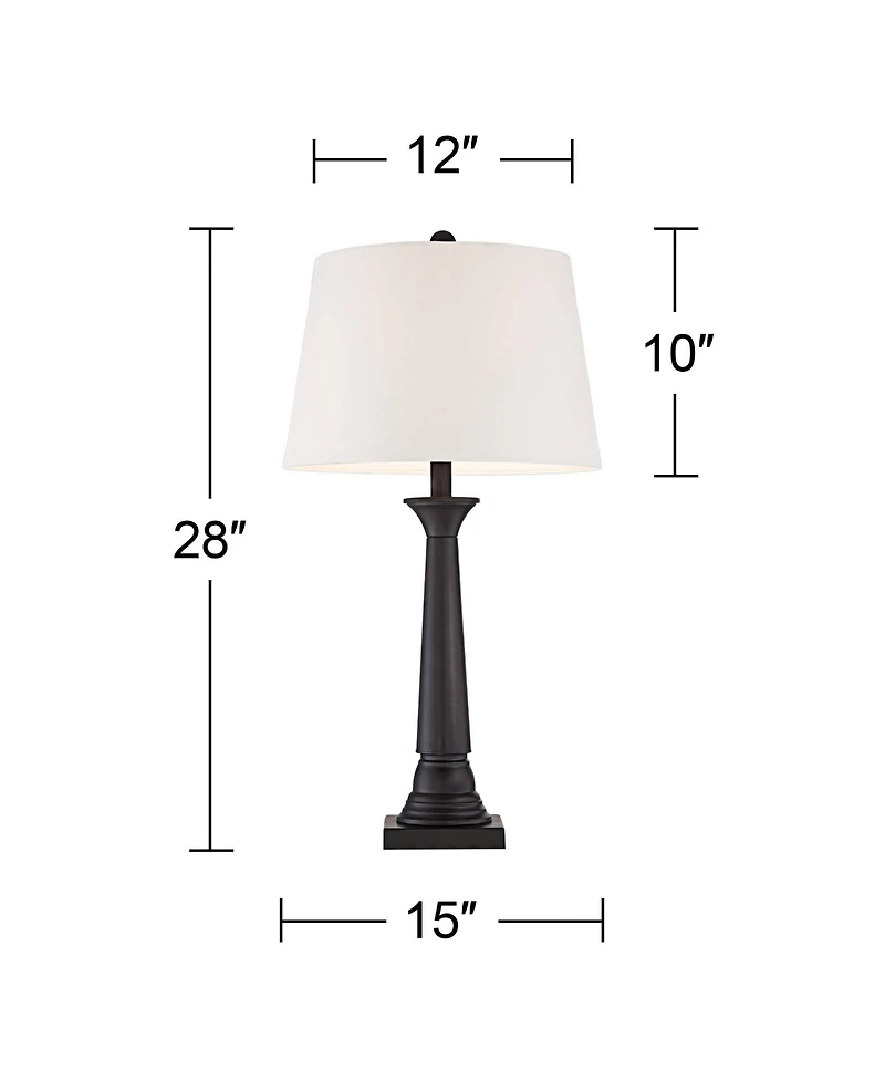 360 Lighting Dolby 28" Tall Column Modern Table Lamps Set of 2 WiFi Smart Socket Bronze Metal Living Room Bedroom