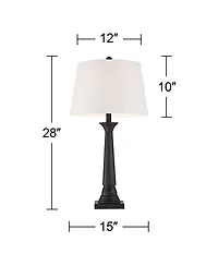 360 Lighting Dolby 28" Tall Column Modern Table Lamps Set of 2 WiFi Smart Socket Bronze Metal Living Room Bedroom
