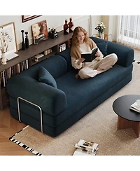 Rainsken Convertible Loveseat Sleeper Sofa, Soft Corduroy 2 Seater Modular Sectional Bed with Pillow Back for Living Room Use