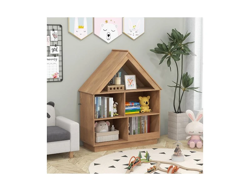 Slickblue House-Shaped 3-Tier Toy Organizer with Open Storage Shelves