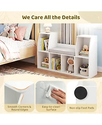 Sugift 40 in Kids Bookshelf with Reading Nook and Six Open Cubes