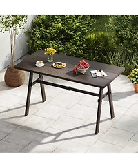 Sugift Outdoor Dining Table for Six with Umbrella Hole for Garden Use