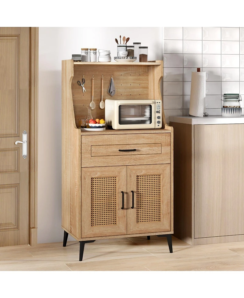 Sugift Coffee Bar Cabinet with Pegboard Drawer and Adjustable Shelf