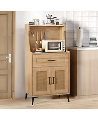 Sugift Coffee Bar Cabinet with Pegboard Drawer and Adjustable Shelf