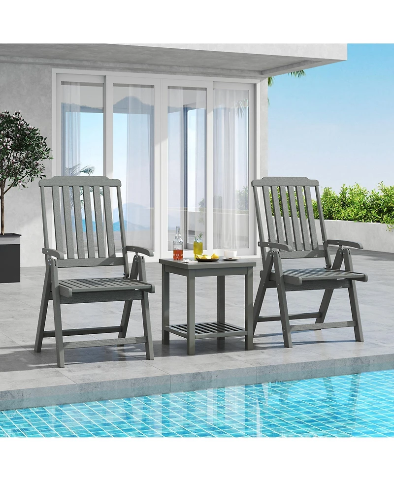 Sugift Foldable All Weather Hdpe Patio Dining Chair with Armrests