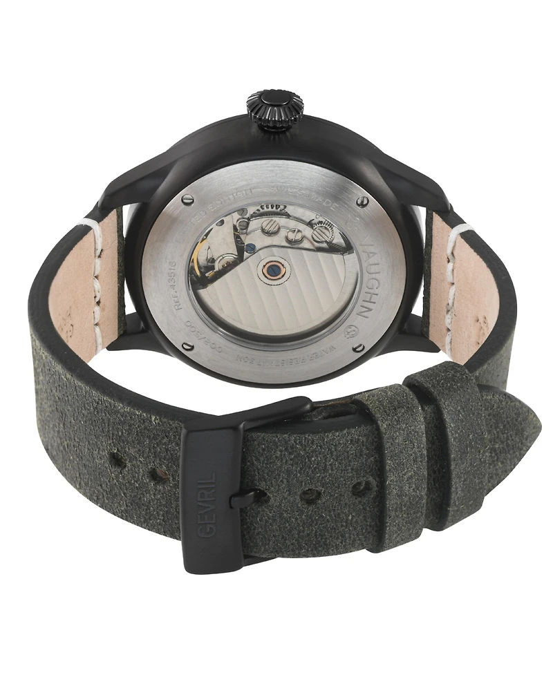Gevril Men's Vaughn Swiss Automatic Italian Leather Strap Watch