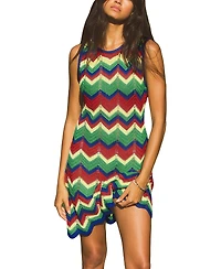 Cupshe Women's Main Attraction Chevron Mini Beach Dress