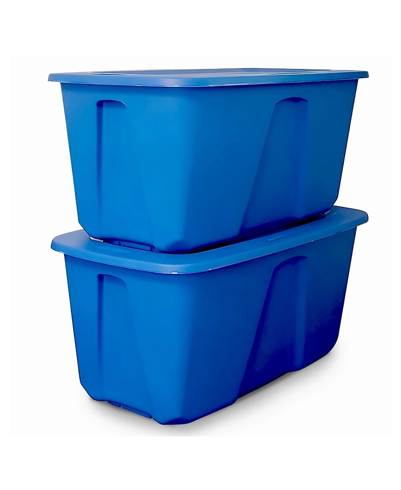 Homz 32 Gallon Standard Plastic Storage Container with Secure Lid, 2 Pack