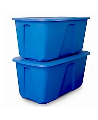Homz 32 Gallon Standard Plastic Storage Container with Secure Lid, 2 Pack