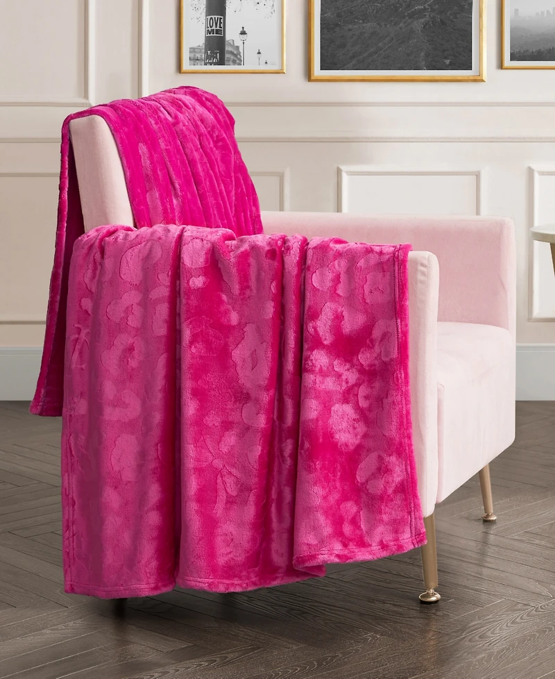 Juicy Couture Embossed Oversized Plush Throw, 60" x 90"