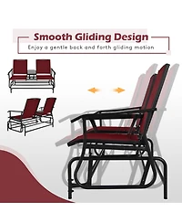 Gymax 2 Person Outdoor Patio Double Glider Chair Loveseat Rocking