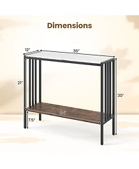 Gouun 36 in Industrial Console Table with Sintered Stone Top and Metal Frame