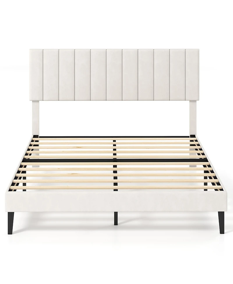 Gouun Queen Size Velvet Upholstered Platform Bed Frame