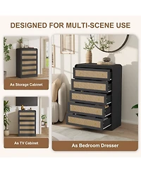 gaomon 31''Tall Rattan Dresser,6 Drawer Dresser for Bedroom,Dressers and Chests of Drawers