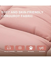 Rainsken 5-Position Adjustable Foldable Lazy Sofa Bed, Space-Saving Corduroy Upholstered Lounge Recliner, Multi-Scene Sleeper Chair for Living Room