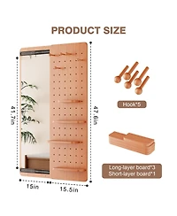 Busdays Full Body Wall Mounted Mirror with Shelf and Hook 47.6 x 15.7 Inch Multifunctional Design Panel for Bedroom Living Room Entryway