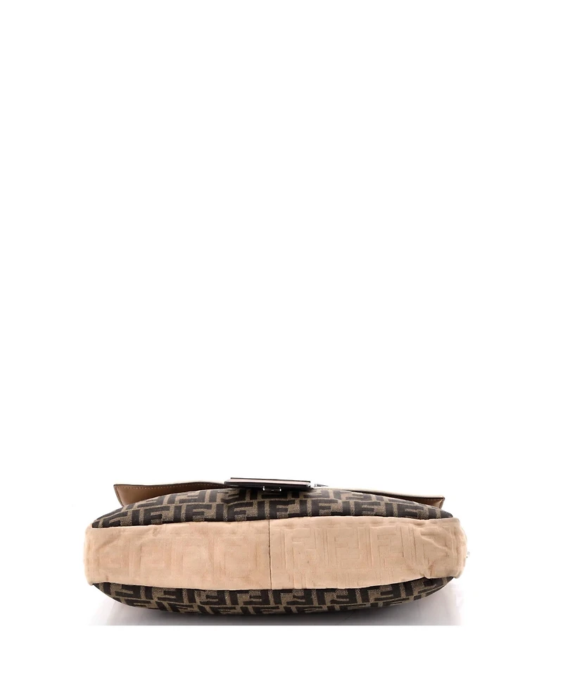 Pre-Owned Fendi Large Baguette Zucca and Pequin Canvas with Zucca Suede