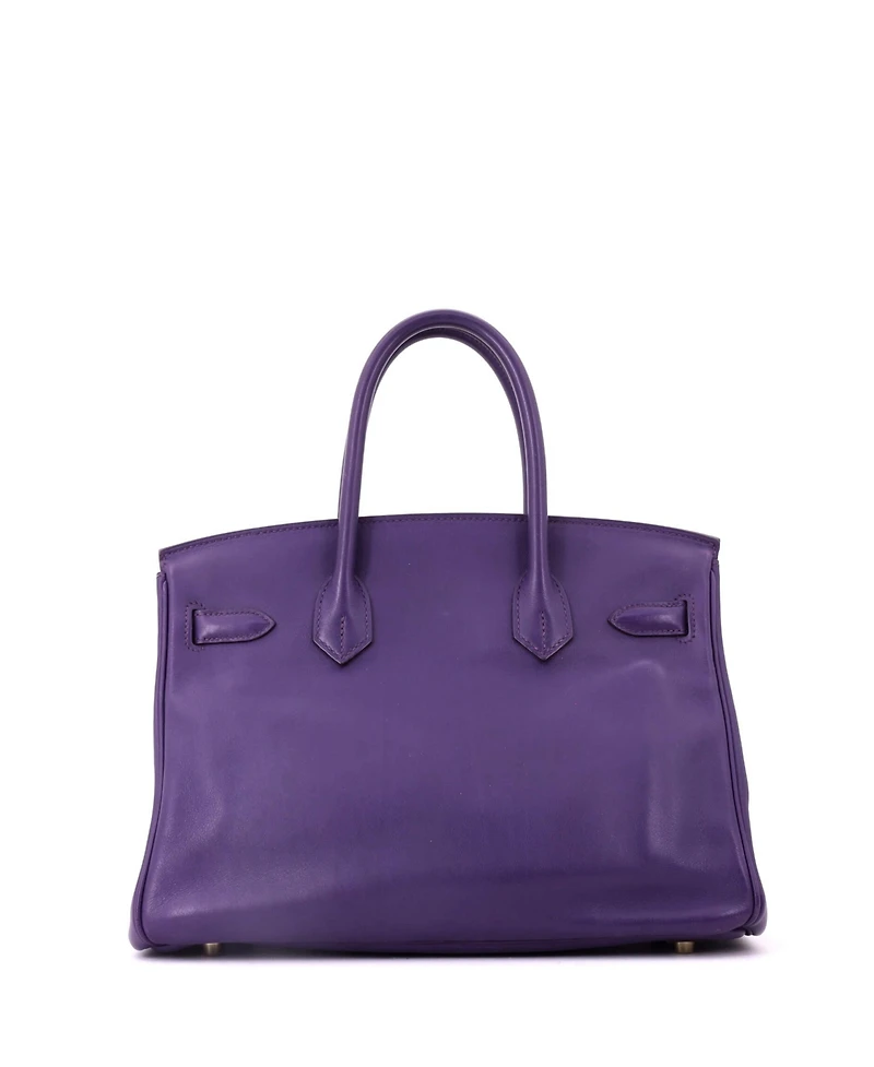 Pre-Owned HERMES Birkin 30 Handbag Purple Swift with Gold Hardware