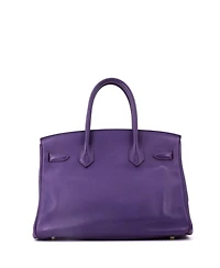 Pre-Owned HERMES Birkin 30 Handbag Purple Swift with Gold Hardware