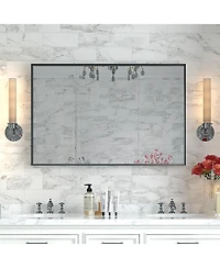 Busdays 36 x 24 Inch Rectangular Bathroom Mirror Square Angle Metal Frame Wall Mounted Hanging Plates Horizontal or Vertical