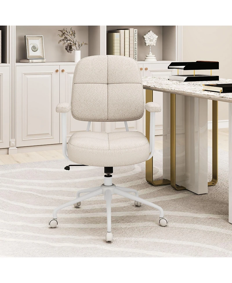 Slickblue Home Office Chair Leathaire Upholstered Cushioned Back