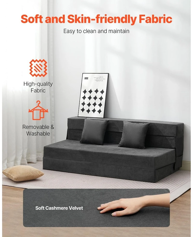 Sugift Folding Sofa Bed, 3-in-1 with Memory Foam Mattress, Convertible Sleeper Chair