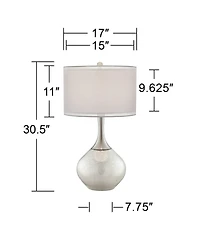 Possini Euro Design Swift Modern Table Lamp 30 1/2" Tall Mercury Glass with Dimmer Double Drum Shade for Bedroom Living Room House Bedside Nights