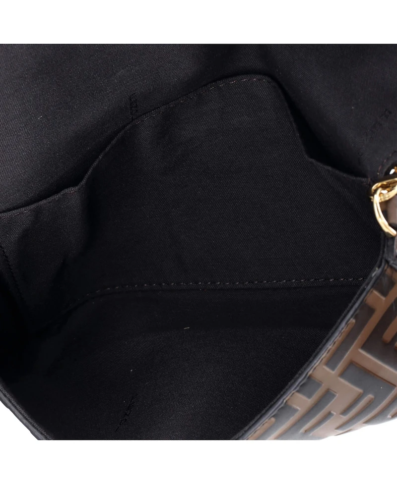 Pre-Owned Fendi F is Fendi Envelope Clutch on Chain Zucca Embossed Leather