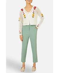 Yumi Women's Crochet Embroidered Flower Cardigan