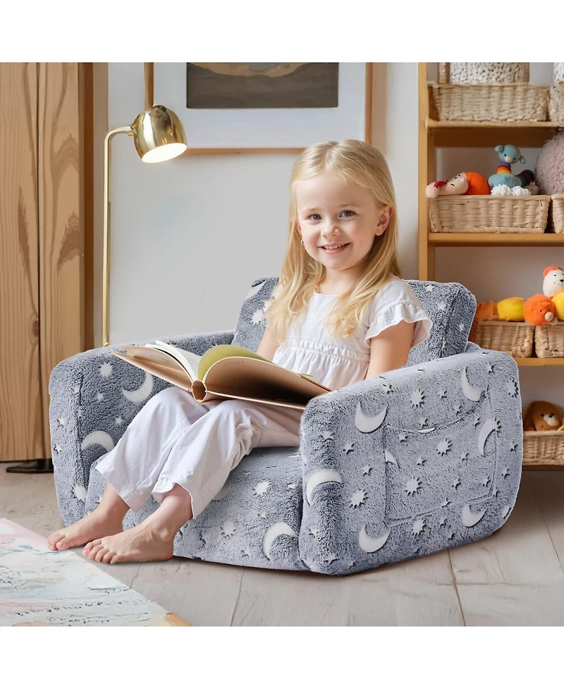 Sugift 2-in-1 Kids Sofa Glow in the Dark Convertible Toddler Chair and Lounger