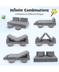 Sugift 6 Piece Modular Kids Play Couch Set with Washable Covers