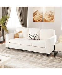 Sugift Upholstered Three Seat Sofa with Plush Back Cushions