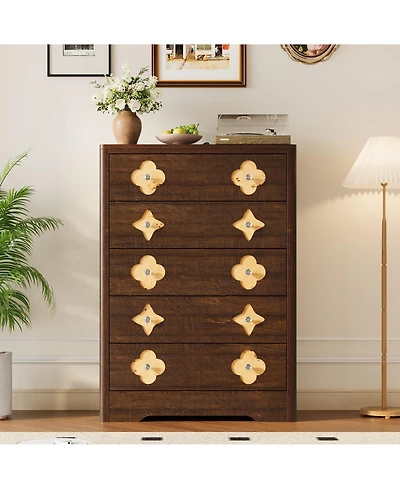 gaomon Drawer Tall Dresser for Bedroom, 45'' Boho Chest of Drawers