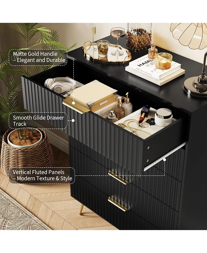 gaomon Fluted Dresser Drawers for Bedroom