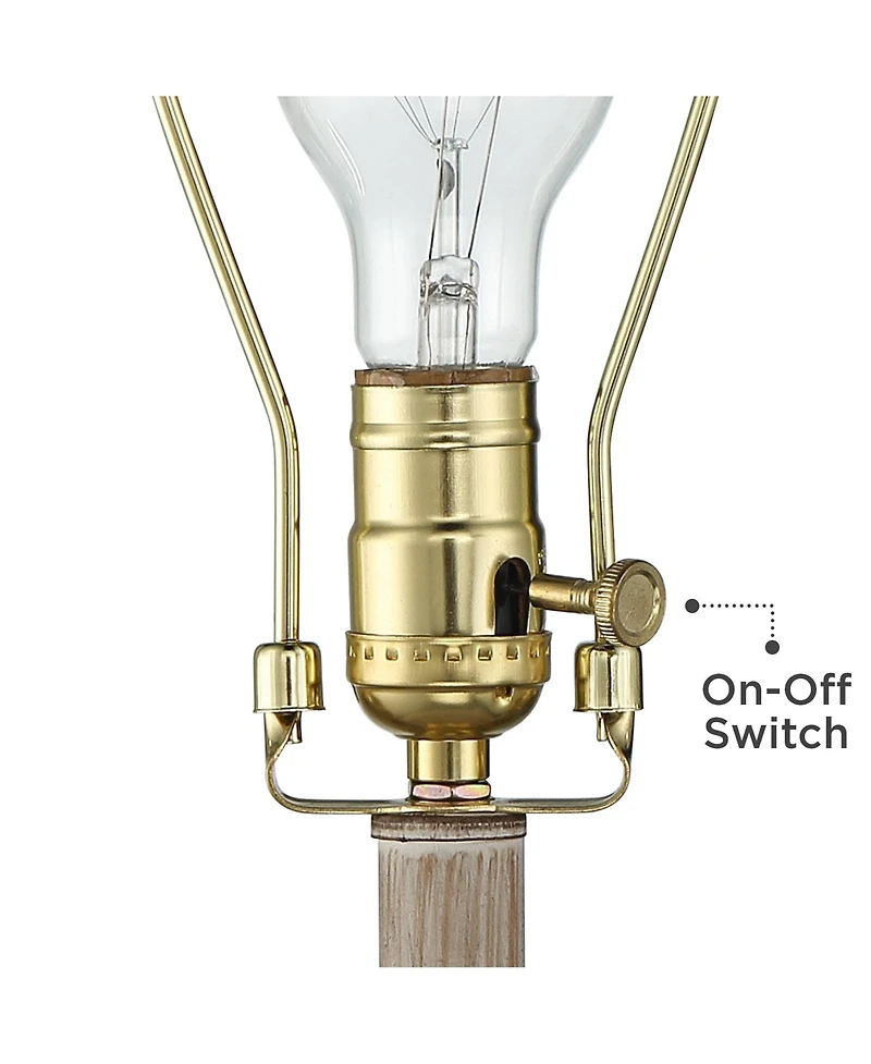 Regency Hill Glenn Farmhouse Table Lamps Set of 2 with Round Risers 28 1/2" Tall Dappled Sandy Oatmeal Fabric Drum Shade for Bedroom Home