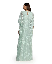 Mac Duggal Women's Floral Embellished Caftan Gown with Sheer Overlay