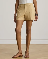 Lauren Ralph Women's Pleated Double-Faced Cotton Short