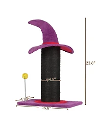Zeus and Ruta Cat Scratching Post Wizard Hat Design Sisal Scratcher Spring Ball Toy Stable Base Indoor