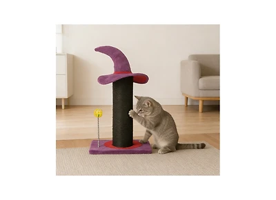 Zeus and Ruta Cat Scratching Post Wizard Hat Design Sisal Scratcher Spring Ball Toy Stable Base Indoor