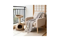 Zeus and Ruta 28 Inch Hand Made Cat Tree Tower with Jump Platform for Indoor Cats