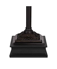 Regency Hill Garver Rustic Retro Torchiere Floor Lamp with Riser Tall Oil Rubbed Side Light Amber Glass for Living Room Reading