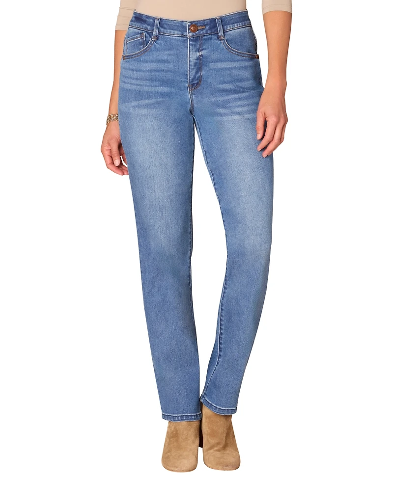 Democracy Petite High Rise Straight Leg Jeans