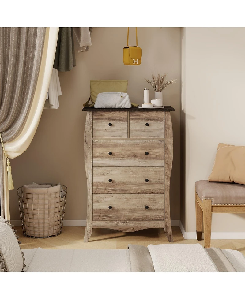 Slickblue 5 Drawer Closet Organizer with Fabric Bins and Anti-Tip Kit